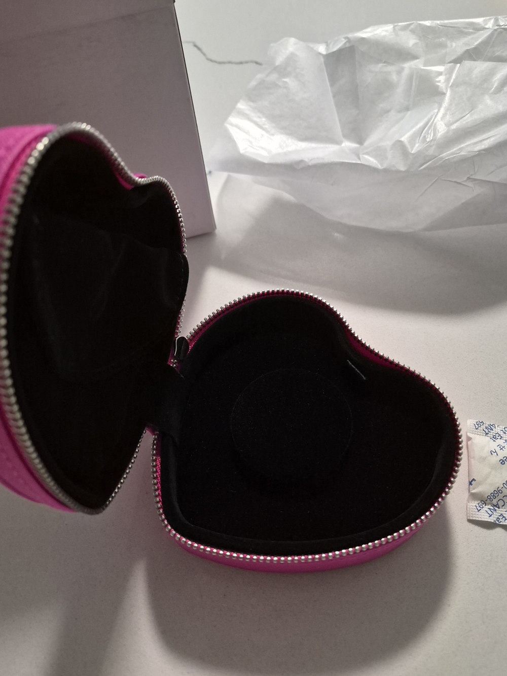 Pandora Hot Pink Heart Jewelry Case with Black Interior